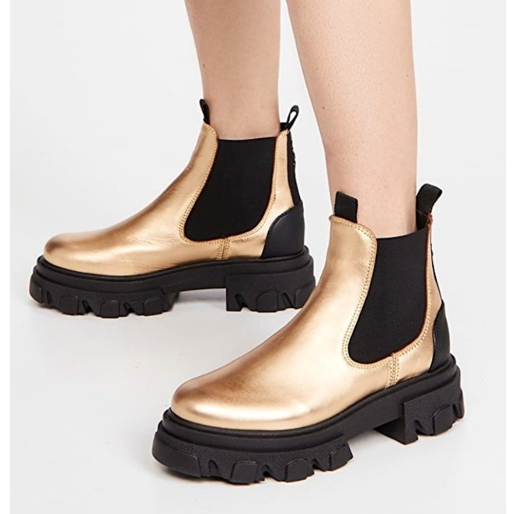 Ganni Low Chelsea Boot Metallic Gold EU 36